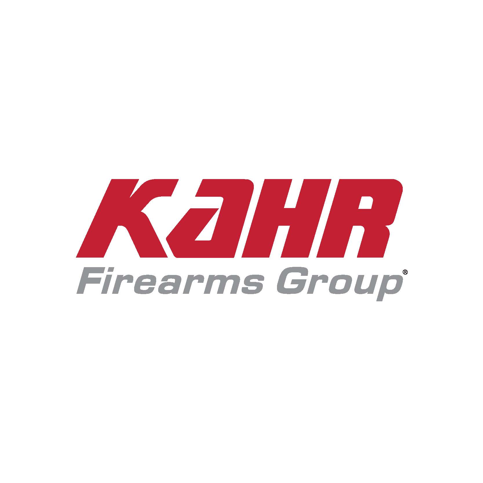 KAHR Firearms Group logo: bold red KAHR wordmark with gray 'Firearms Group' text beneath on white background