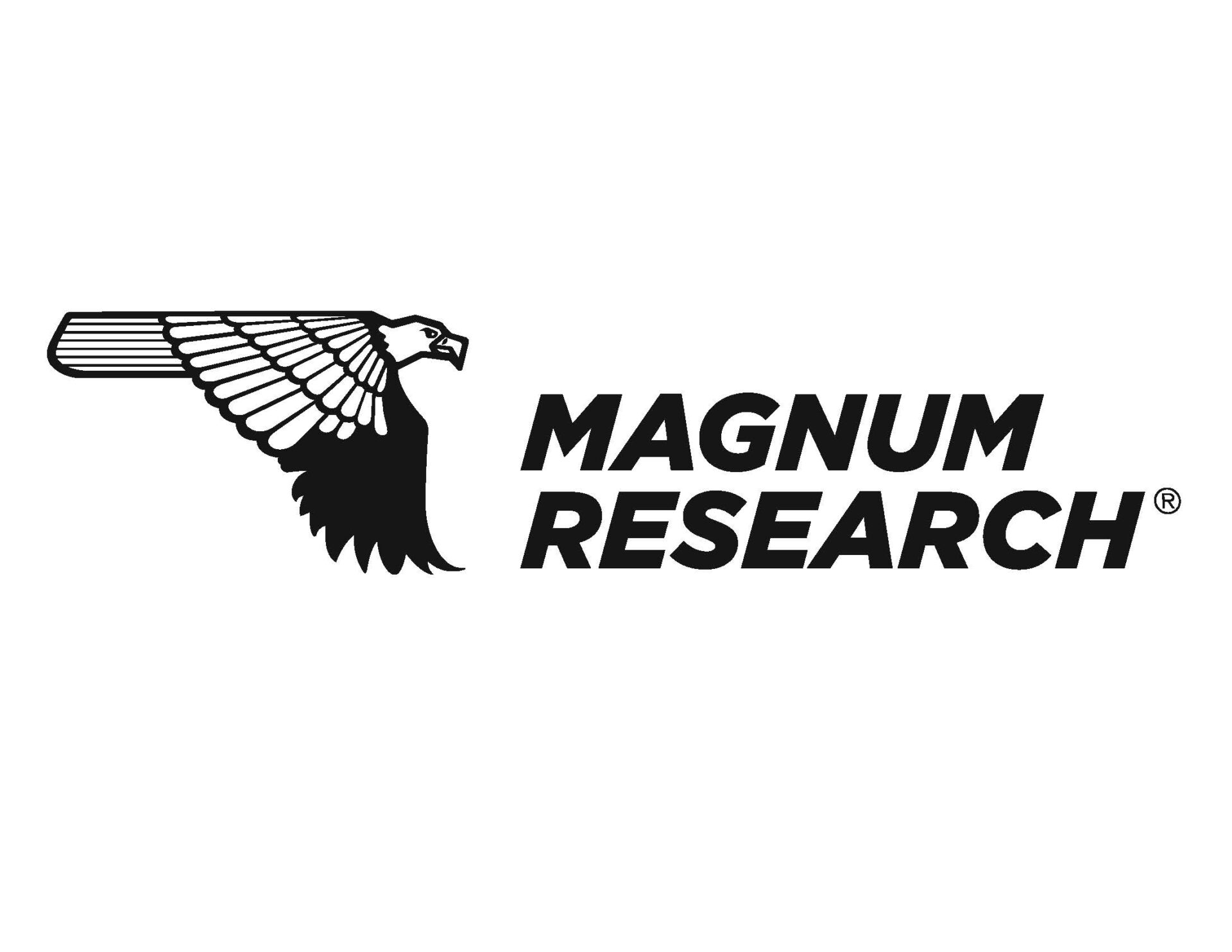 Magnum Research logo featuring a black silhouette of an eagle with outstretched wings and bold bold wordmark 'MAGNUM RESEARCH'