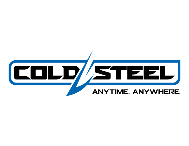 Gold/Steel logo with a blue rounded frame, bold black 'GOLD/STEEL' separated by a diagonal swoosh, and the slogan 'ANYTIME. ANYWHERE.' underneath