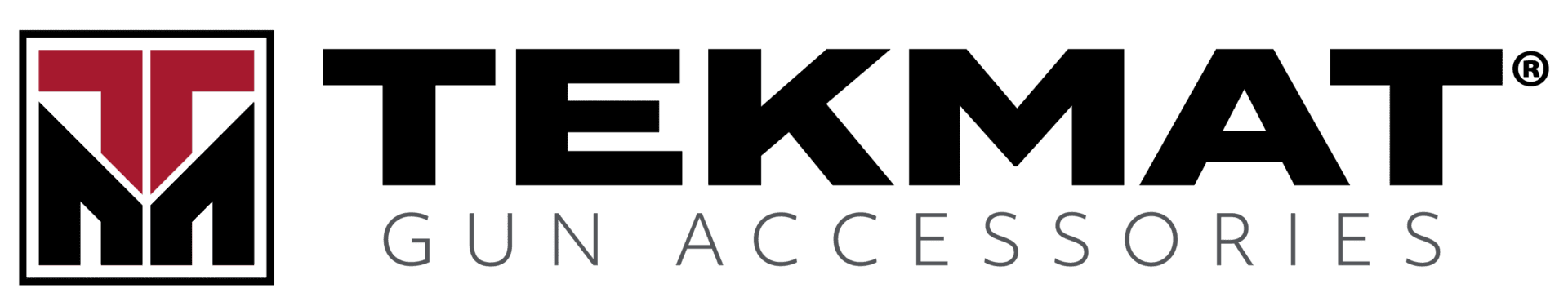 Brand logo: red monogram inside a white square with black geometric shapes, next to the words 'GUN ACCESSORIES' in gray letters.